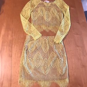 L’atiste Two Piece Lace Set Neon Yellow